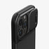 ACS06599 - iPhone 15 Pro Max Case Optik Armor (MagFit) in black showing the back with lens slot open